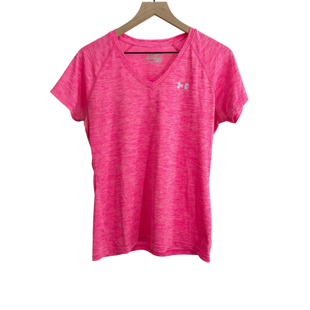 Under Armour Semi-Fitted Athletic T-Shirt Pink Medium Activewear Gym Workout